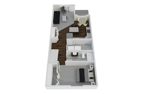 Floor plan for 1 bed, 1 bath, 772 sqft